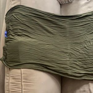 Olive green maxi skirt with slots on both sides